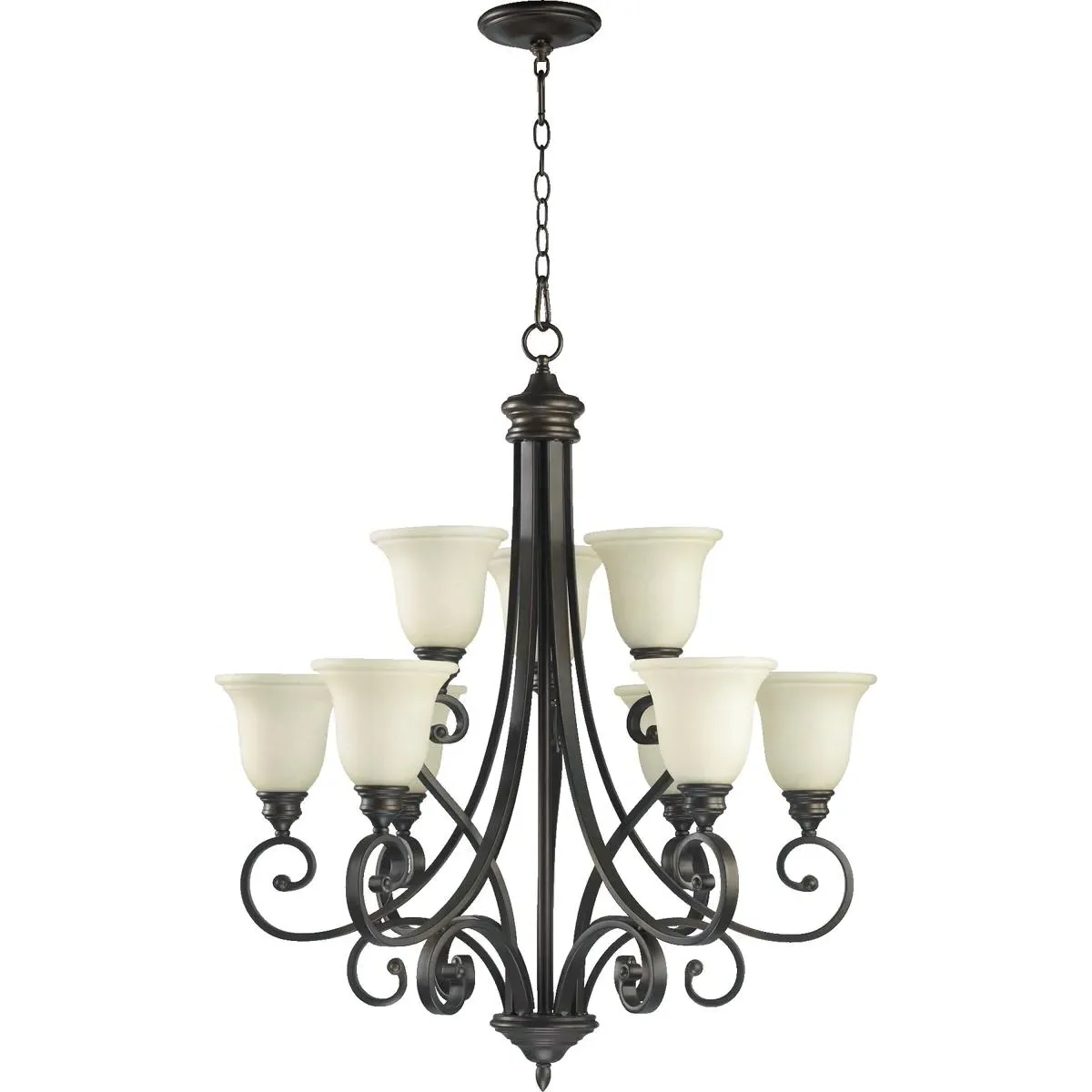 Quorum Bryant 9-Light Chandelier - Oiled Bronze, Amber Scavo product