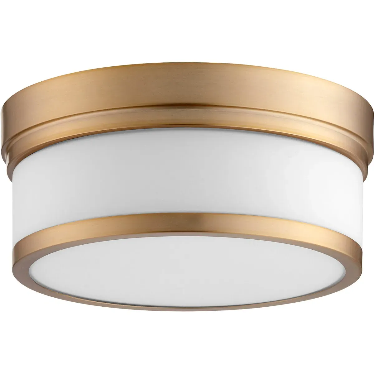 Quorum Celeste 2-Light Flush Mount - Aged Brass, Satin Opal product