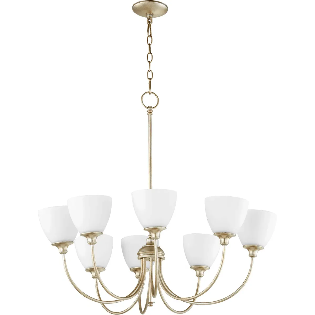 Quorum Celeste 8-Light 32 inch Chandelier - Aged Silver Leaf, Satin Opal product