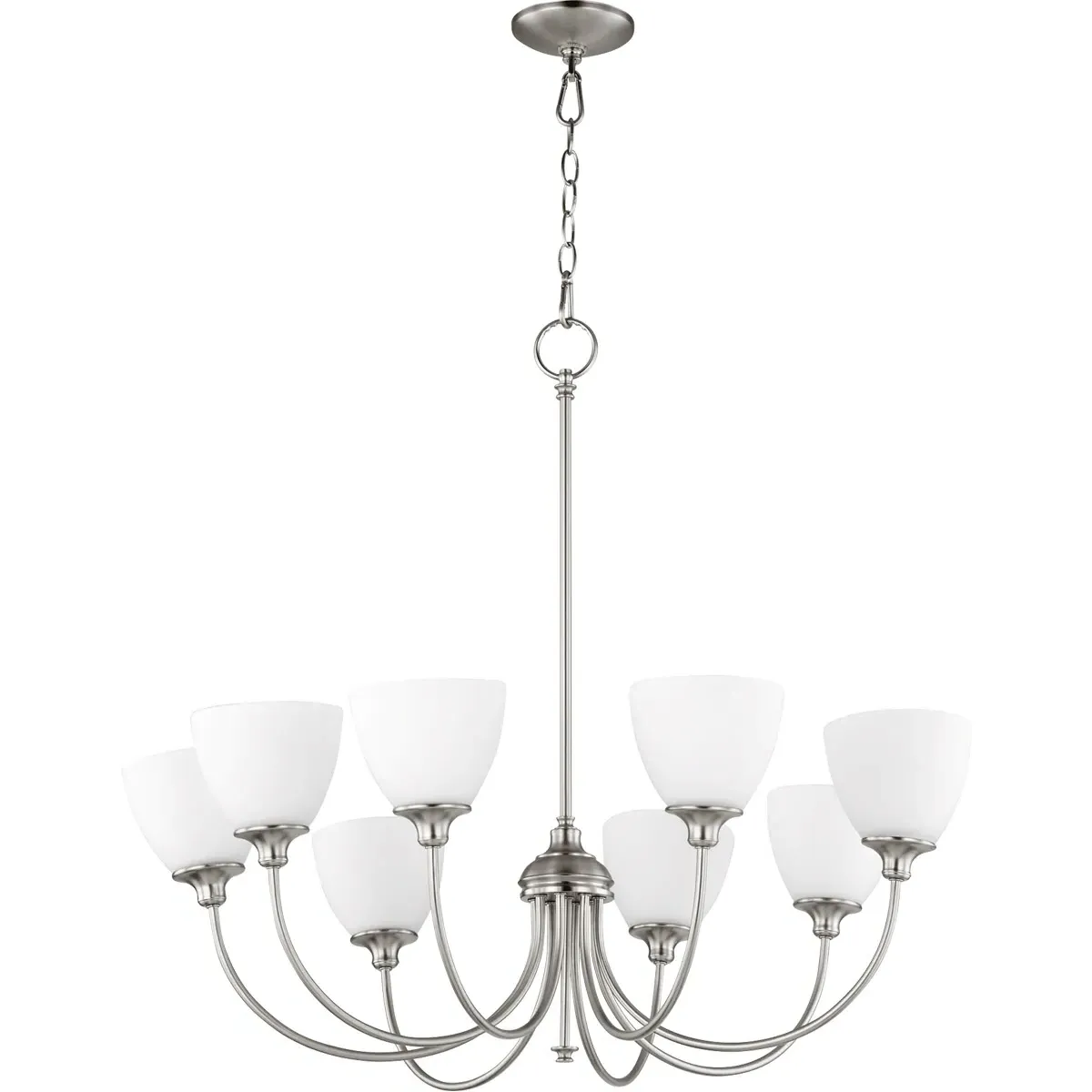 Quorum Celeste 8-Light 32 inch Chandelier - Satin Nickel, White product