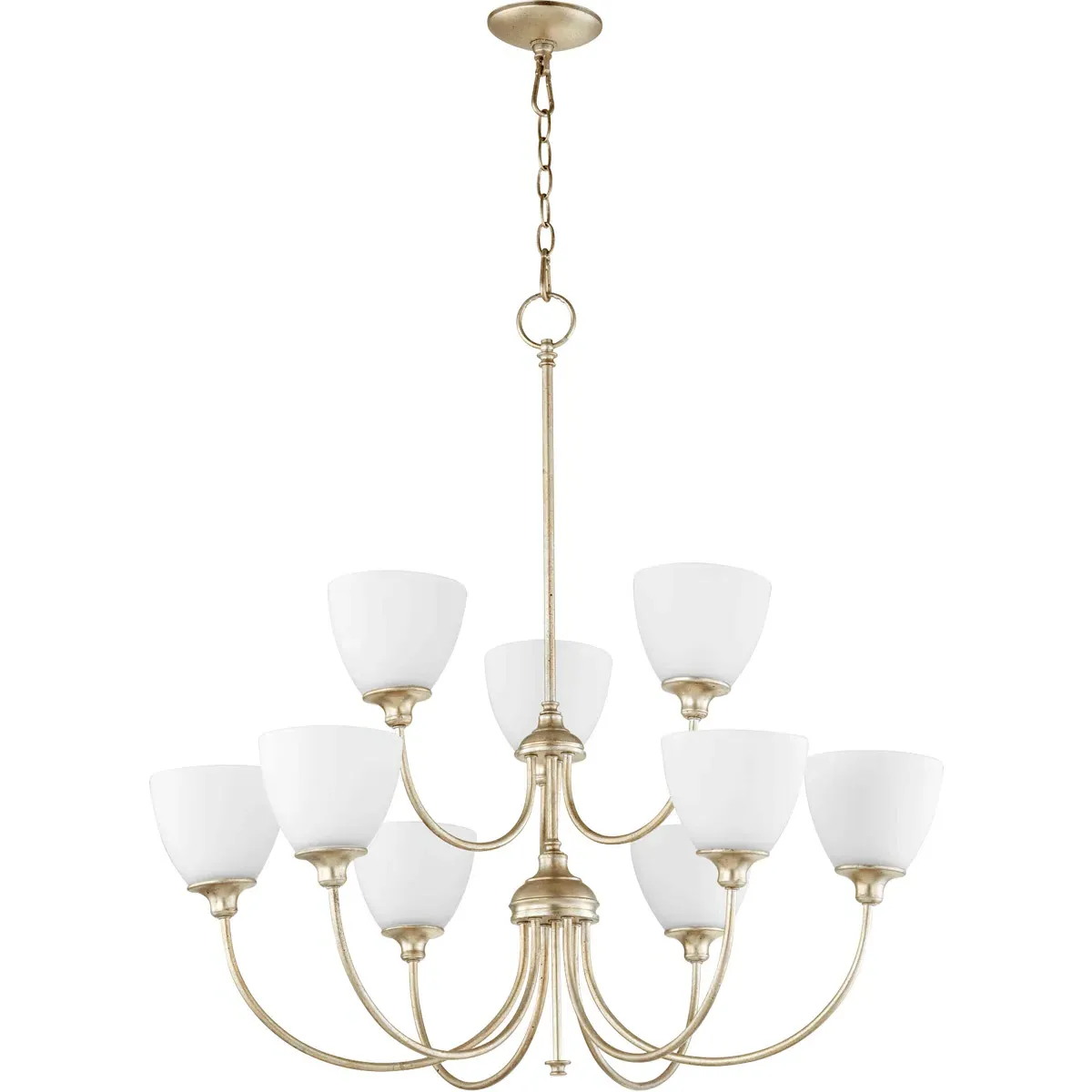 Quorum Celeste 9-Light 32 inch Chandelier - Aged Silver Leaf, Satin Opal product