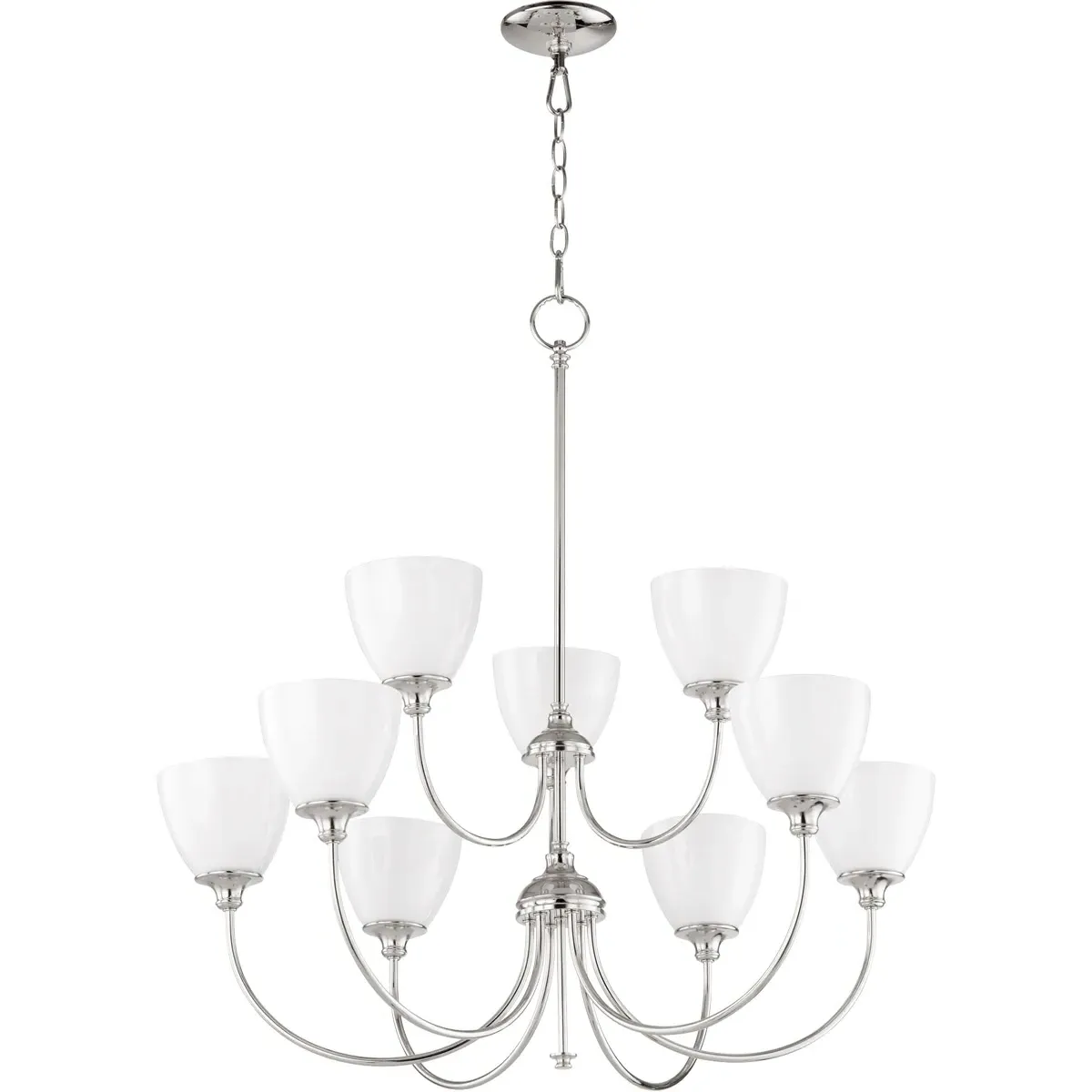 Quorum Celeste 9-Light Chandelier - Polished Nickel, Opal Glass product