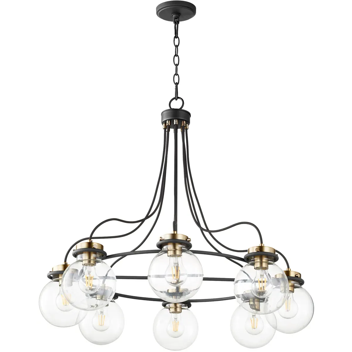 Quorum Centauri 8-Light 32 inch Chandelier - Noir, Aged Brass product