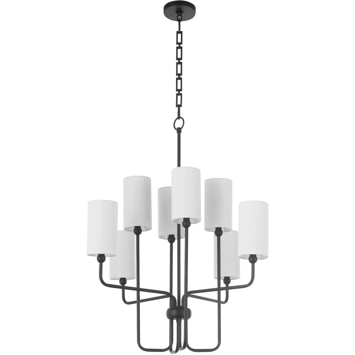 Quorum Charlotte 8-Light Chandelier - Matte Black, Steel/Fabric product