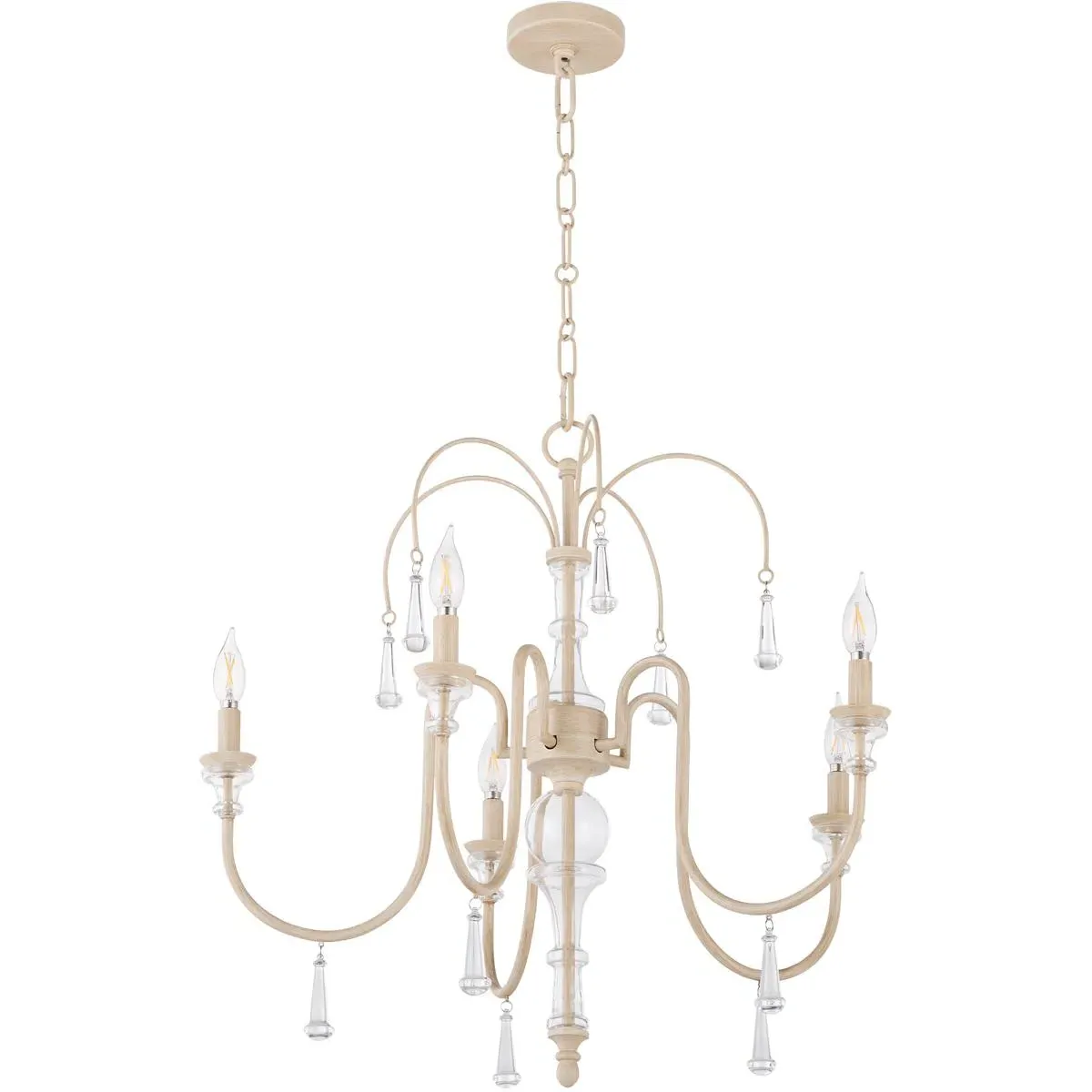 Quorum Clasica 5-Light Chandelier - Washed Oak, Steel/Crystal product