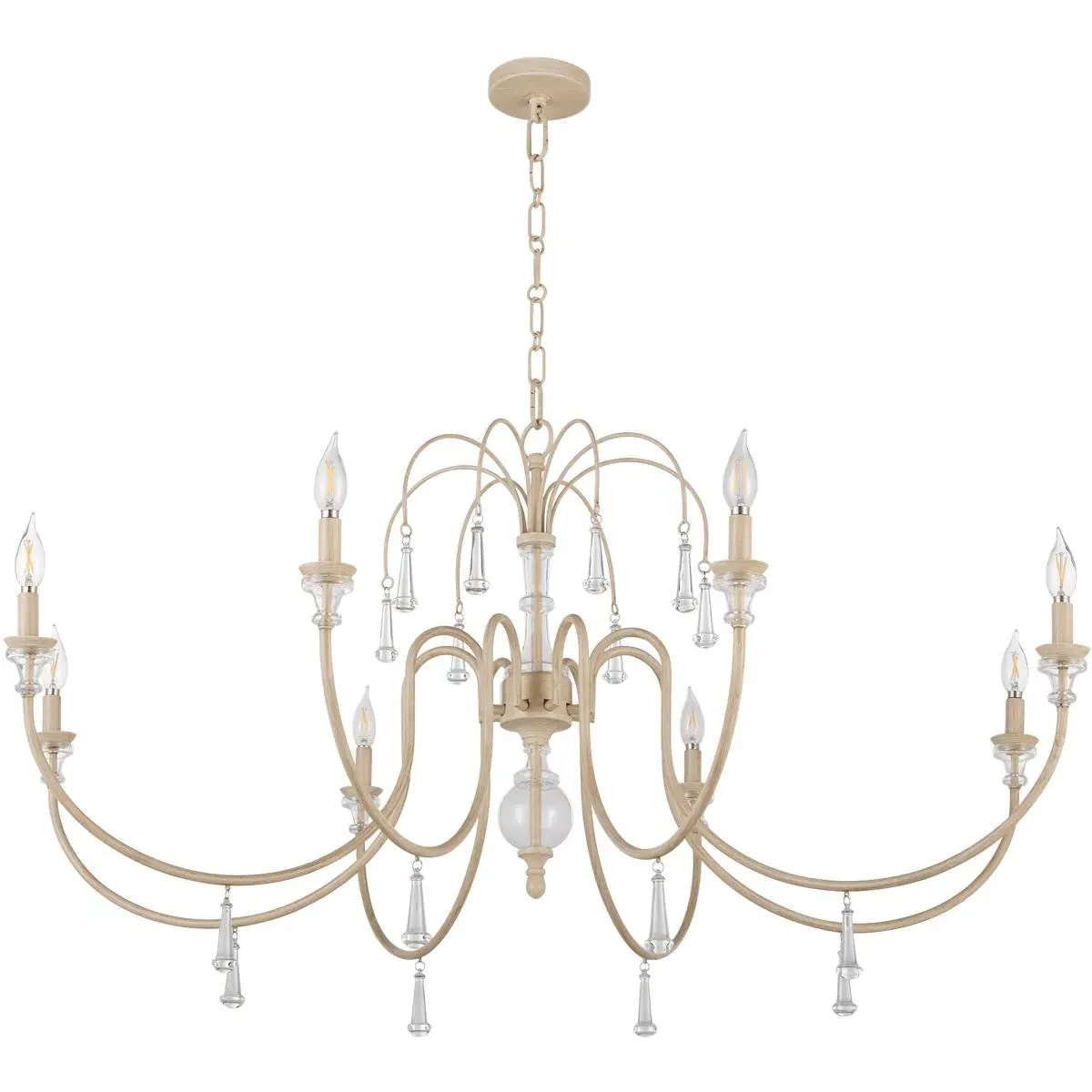 Quorum Clasica 8-Light Chandelier - Washed Oak, Steel/Crystal product