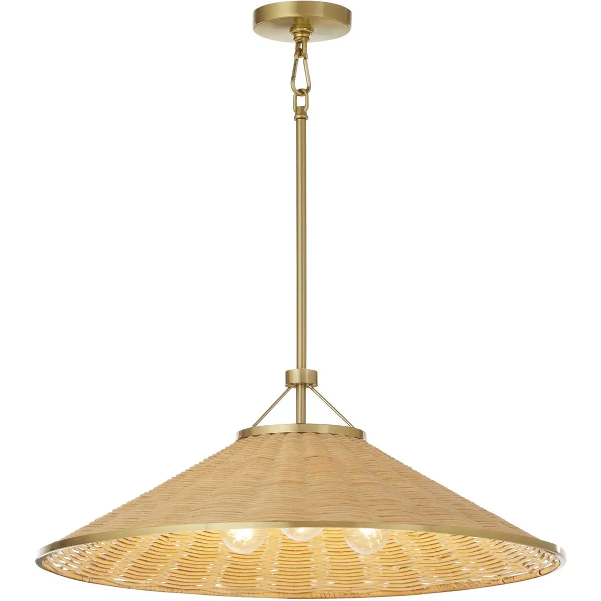 Quorum Cona 3-Light 24 inch Pendant - Aged Brass, Natural Wicker alternate view