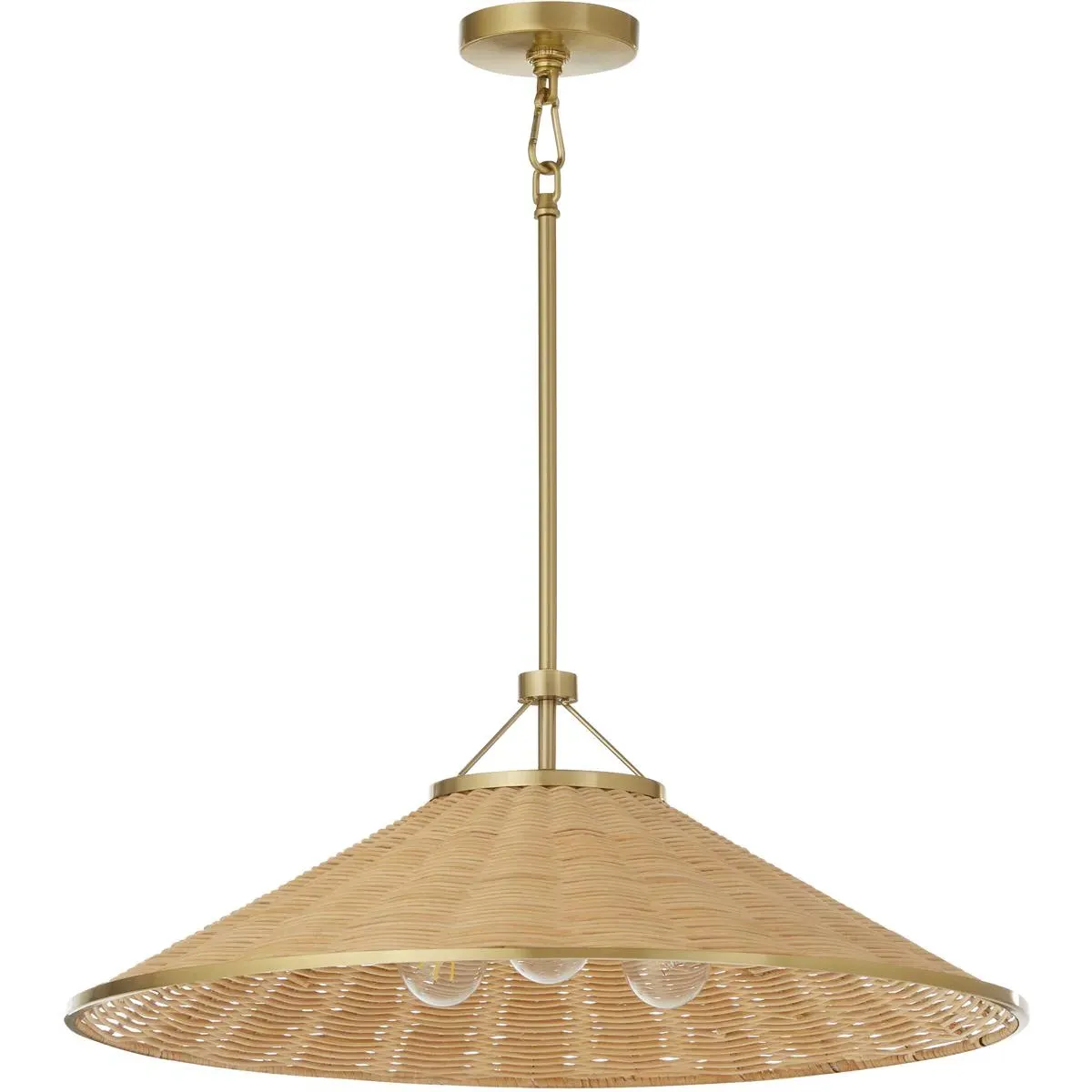 Quorum Cona 3-Light 24 inch Pendant - Aged Brass, Natural Wicker product