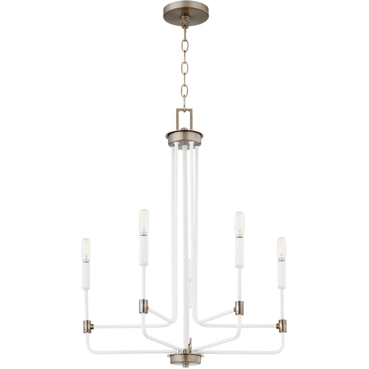 Quorum Davies 5-Light Chandelier - Studio White, Dark Brass product
