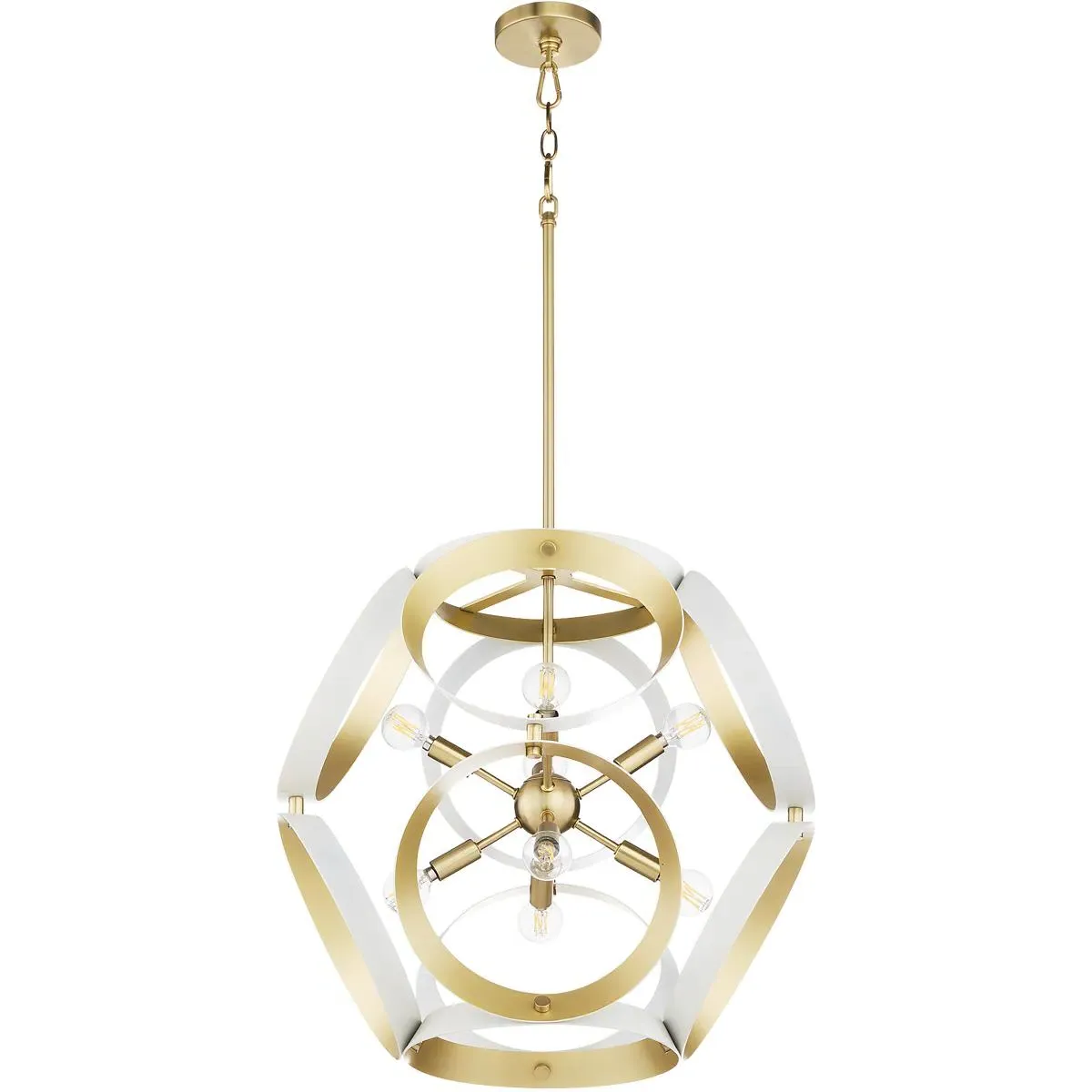Quorum Domain 8-Light Pendant - Studio White, Aged Brass product