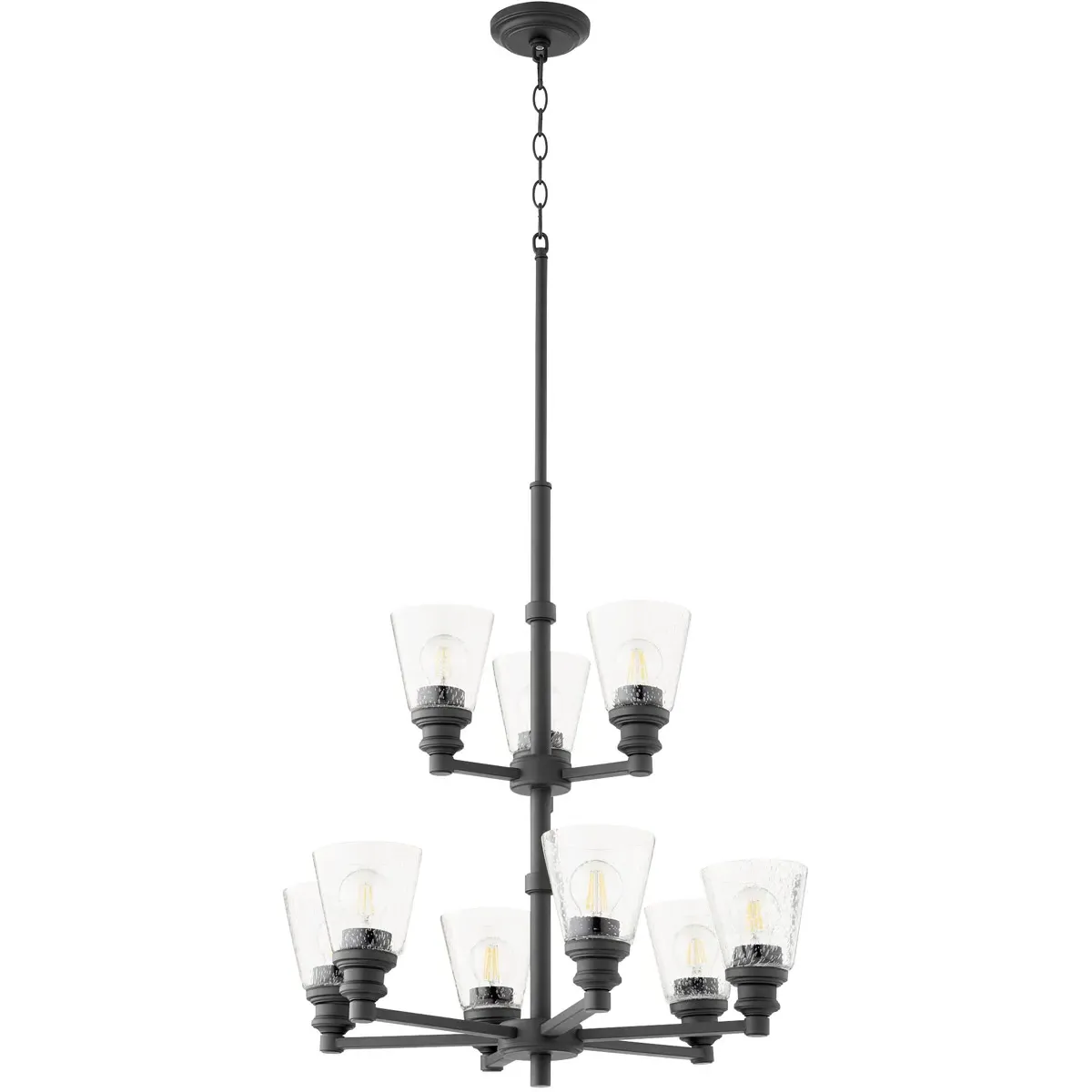 Quorum Dunbar 9-Light Chandelier - Noir, Clear Seeded Glass product