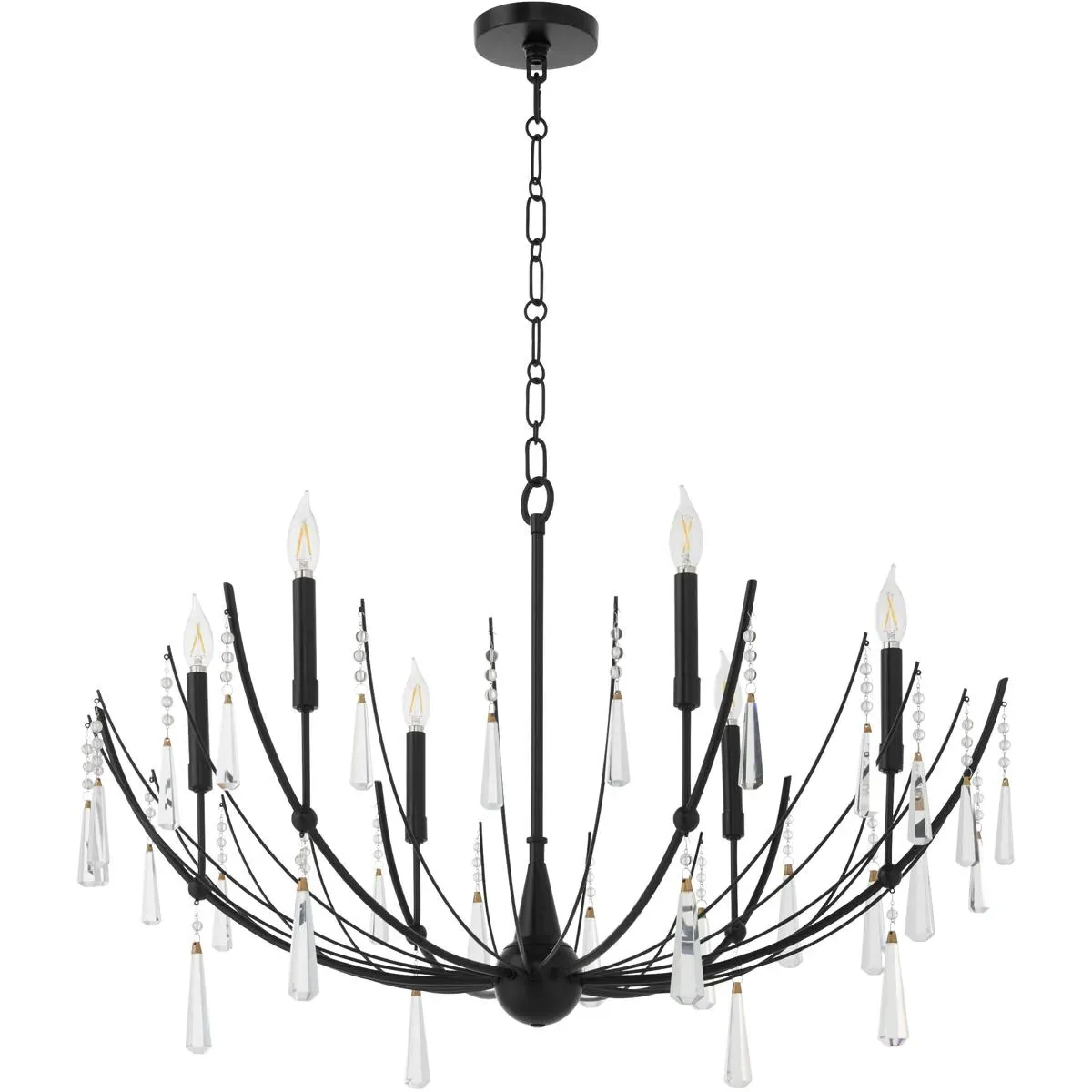 Quorum Eloise 6-Light Chandelier - Matte Black, Iron/Crystal product