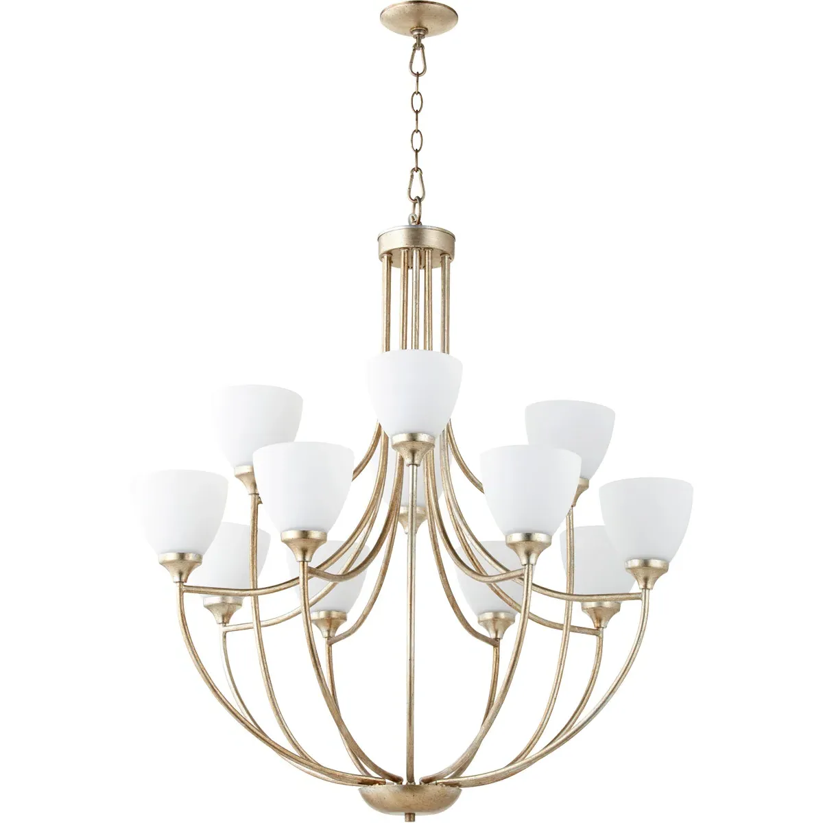Quorum Enclave 12-Light Chandelier - Aged Silver Leaf product