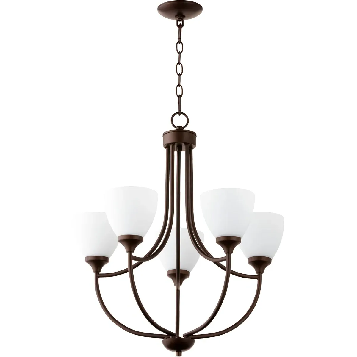 Quorum Enclave 5-Light Chandelier - Oiled Bronze, Satin Opal Glass product