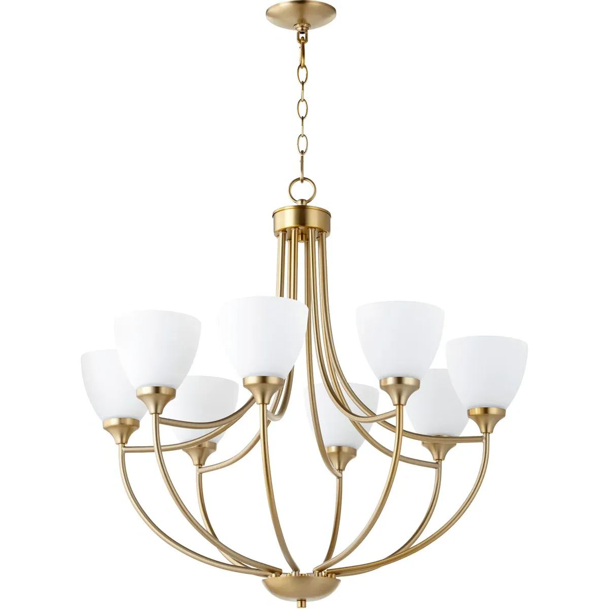 Quorum Enclave 8-Light Chandelier - Aged Brass, Satin Opal product