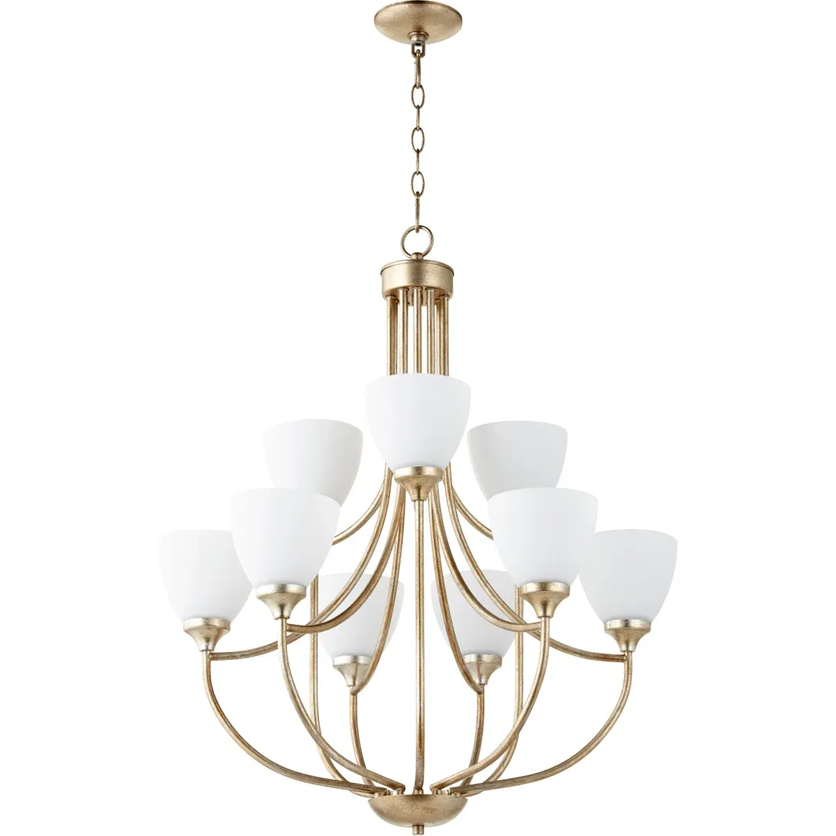Quorum Enclave 9-Light Chandelier - Aged Silver Leaf product