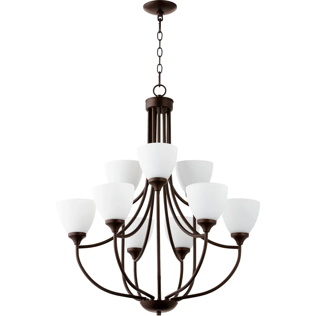 Quorum Enclave 9-Light Chandelier - Oiled Bronze, Satin Opal product