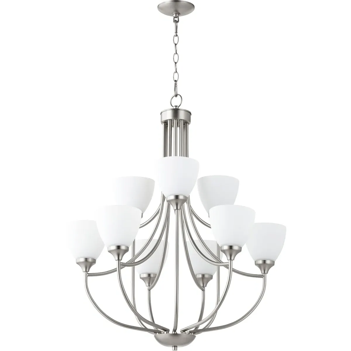 Quorum Enclave 9-Light Chandelier - Satin Nickel, Satin Opal product