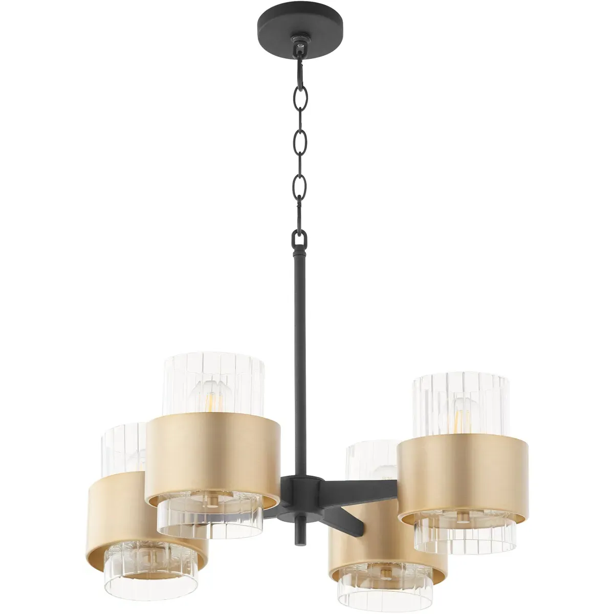 Quorum Epsilon 4-Light Chandelier - Noir, Aged Brass product