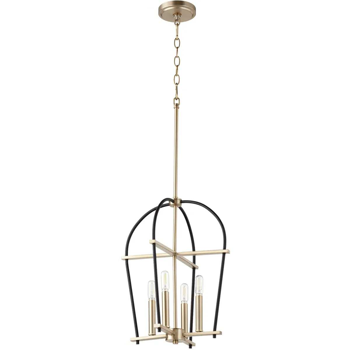 Quorum Espy 4-Light Mini Chandelier - Noir and Aged Brass product