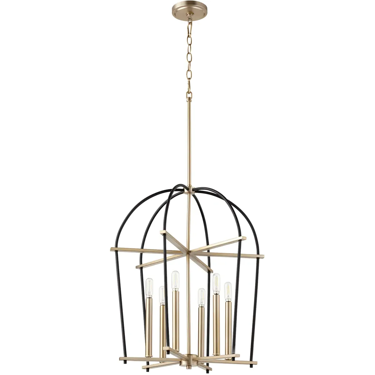 Quorum Espy 6-Light Entry Pendant - Noir, Aged Brass product