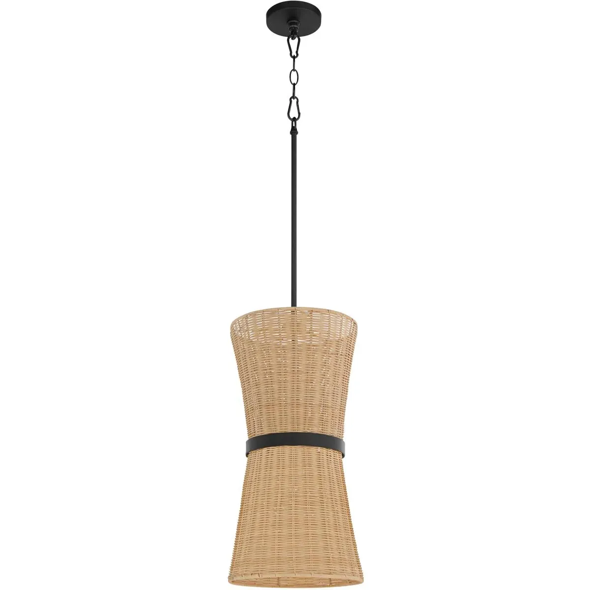 Quorum Fairview 2-Light Pendant - Matte Black, Natural Rattan product