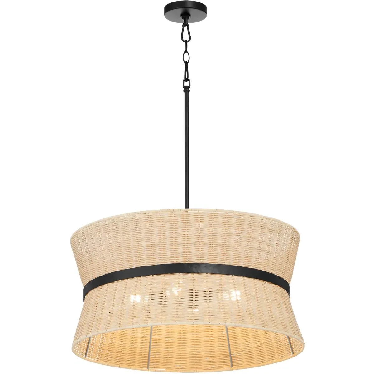 Quorum Fairview 4-Light Pendant - Matte Black, Natural Rattan alternate view