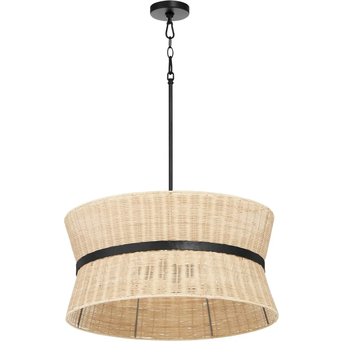 Quorum Fairview 4-Light Pendant - Matte Black, Natural Rattan product