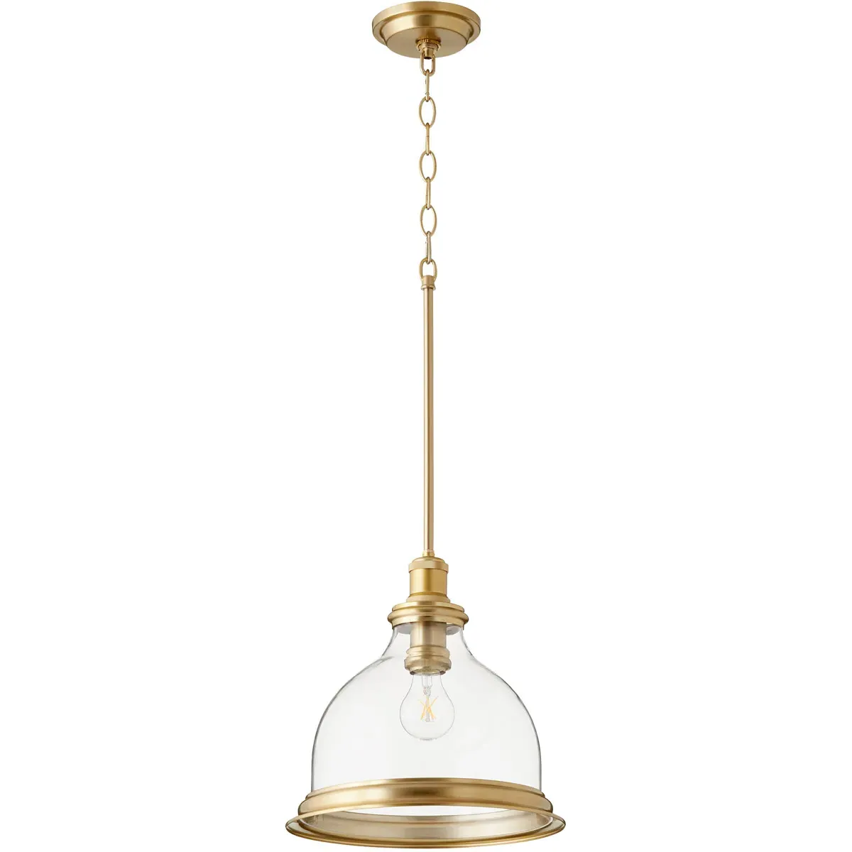 Quorum Fort Worth 1-Light 12 inch Pendant - Aged Brass, Clear Glass product
