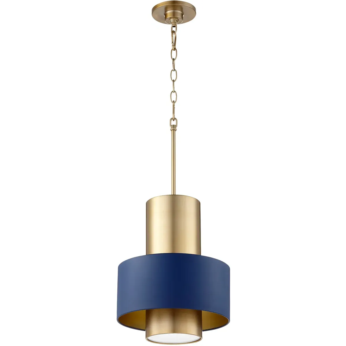 Quorum Fort Worth 1-Light 12" Pendant - Aged Brass, Blue product