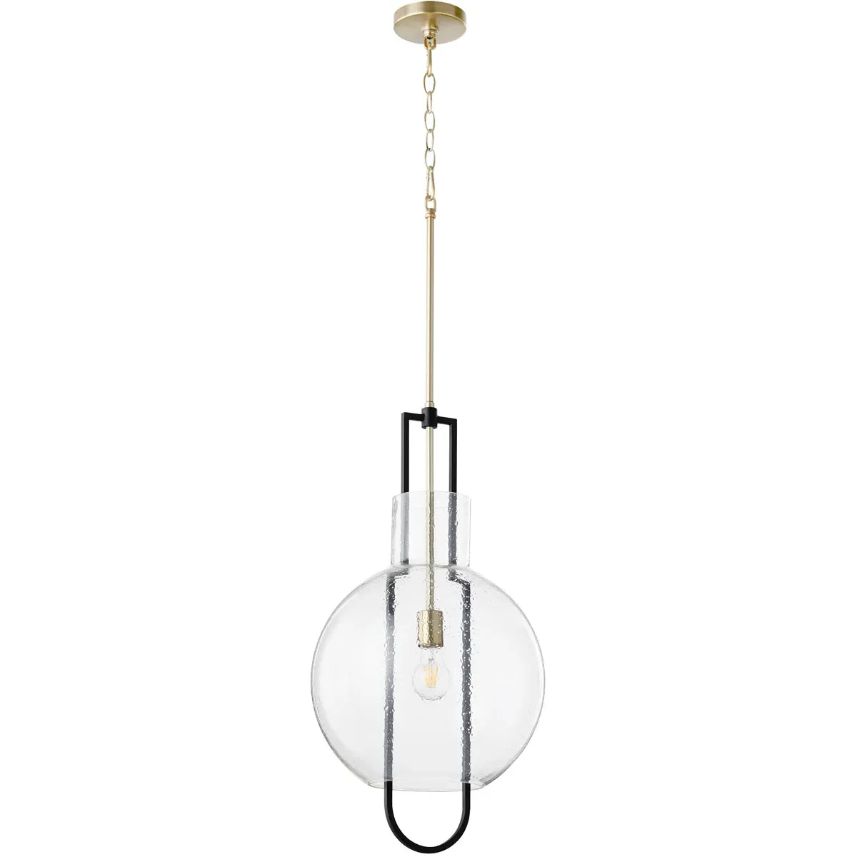 Quorum Fort Worth 1-Light 14" Pendant - Noir, Aged Brass product