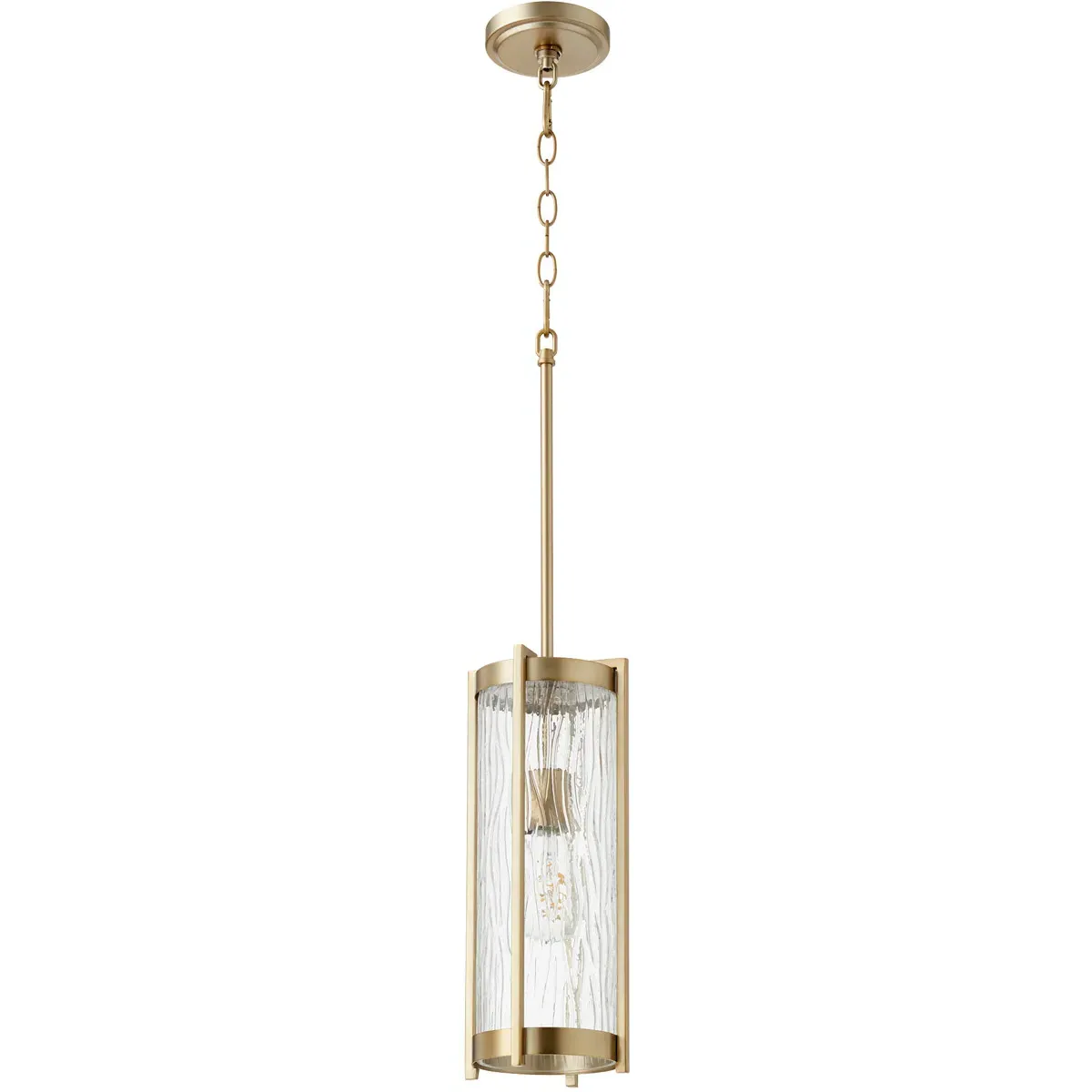 Quorum Fort Worth 1-Light Mini Pendant - Aged Brass, Clear Chiseled Glass product