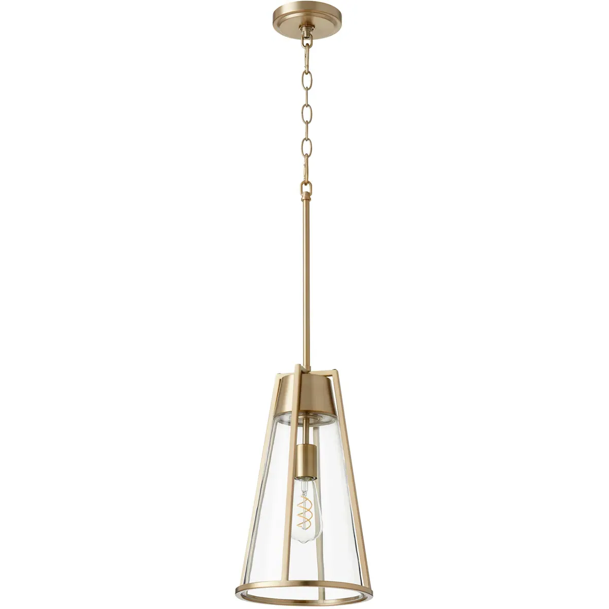 Quorum Fort Worth 1-Light Mini Pendant - Aged Brass, Clear Glass product