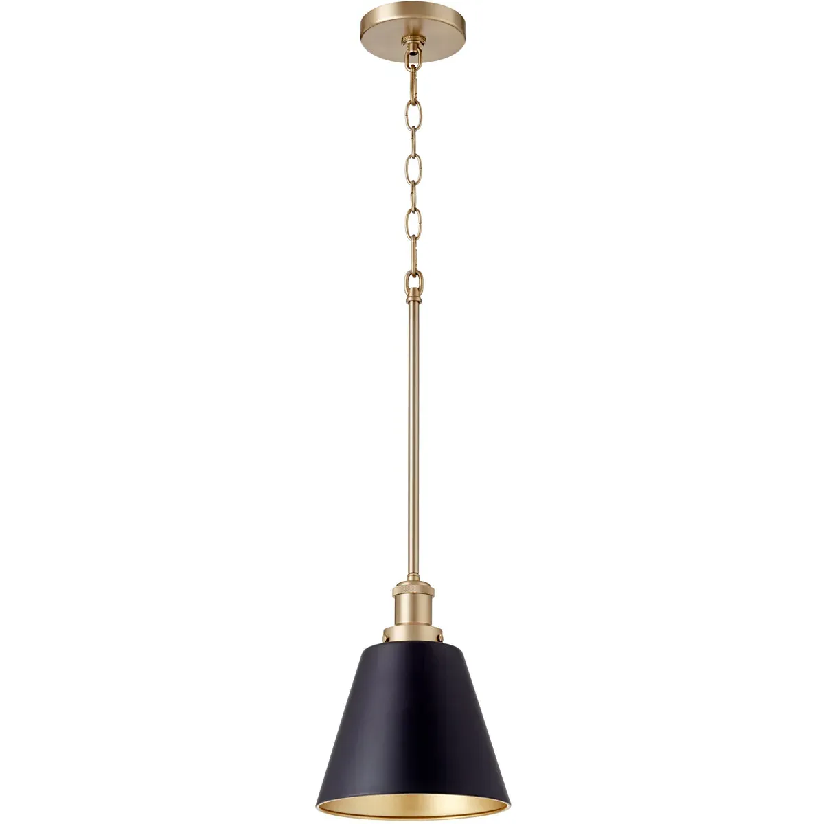 Quorum Fort Worth 1-Light Mini Pendant - Noir, Aged Brass product