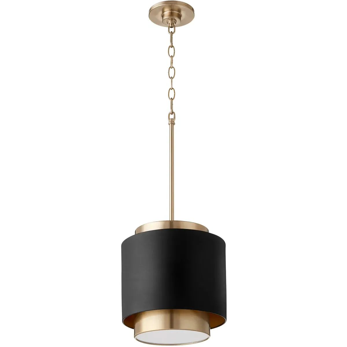 Quorum Fort Worth 1-Light Mini Pendant - Noir, Aged Brass product