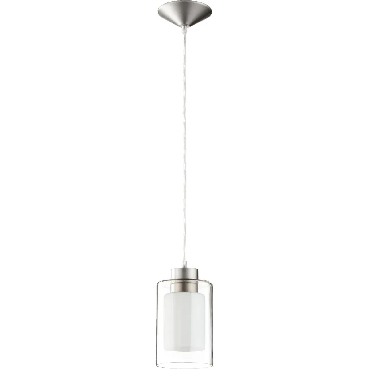 Quorum Fort Worth 1-Light Mini Pendant - Satin Nickel, Clear and White product