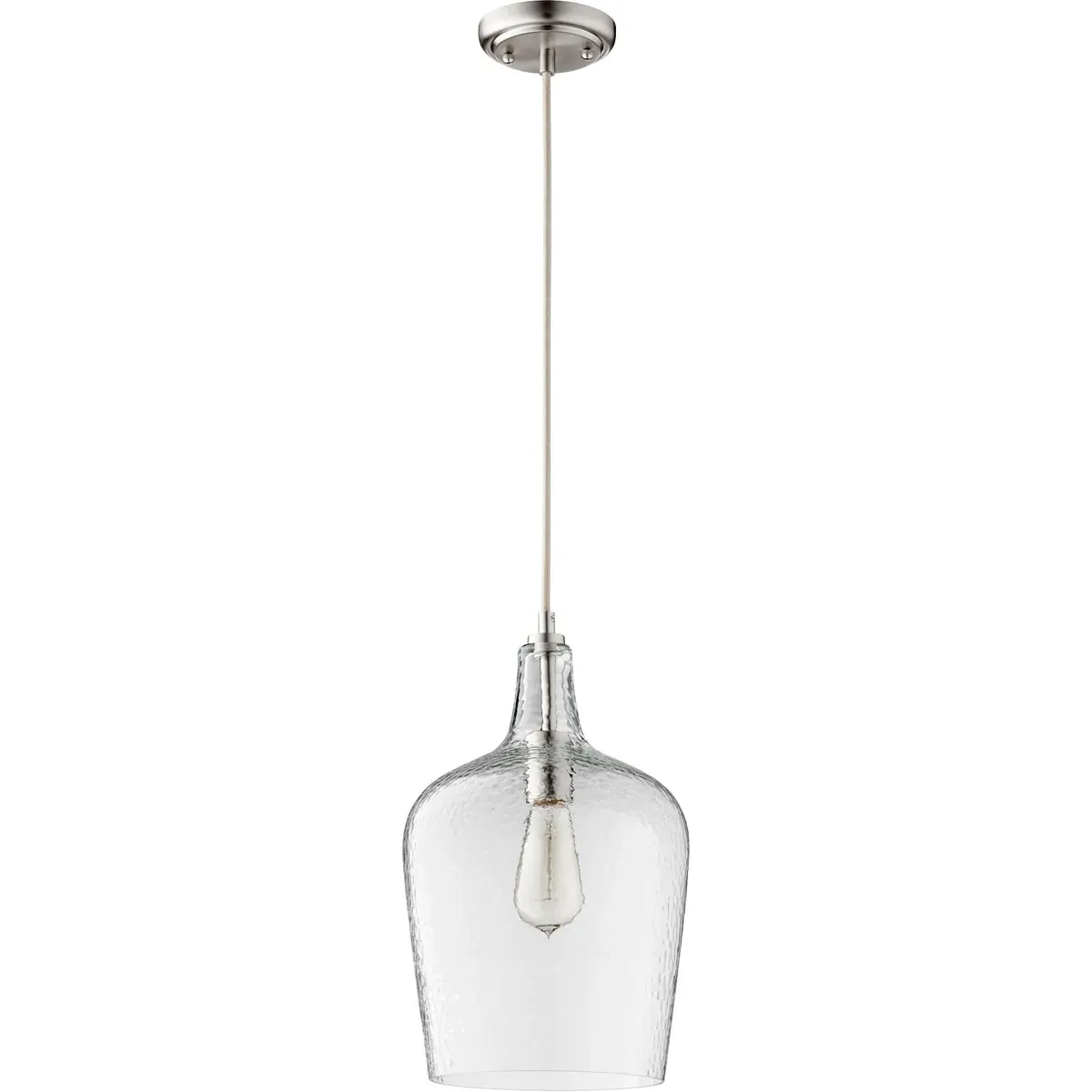 Quorum Fort Worth 1-Light Mini Pendant - Satin Nickel, Clear Glass product