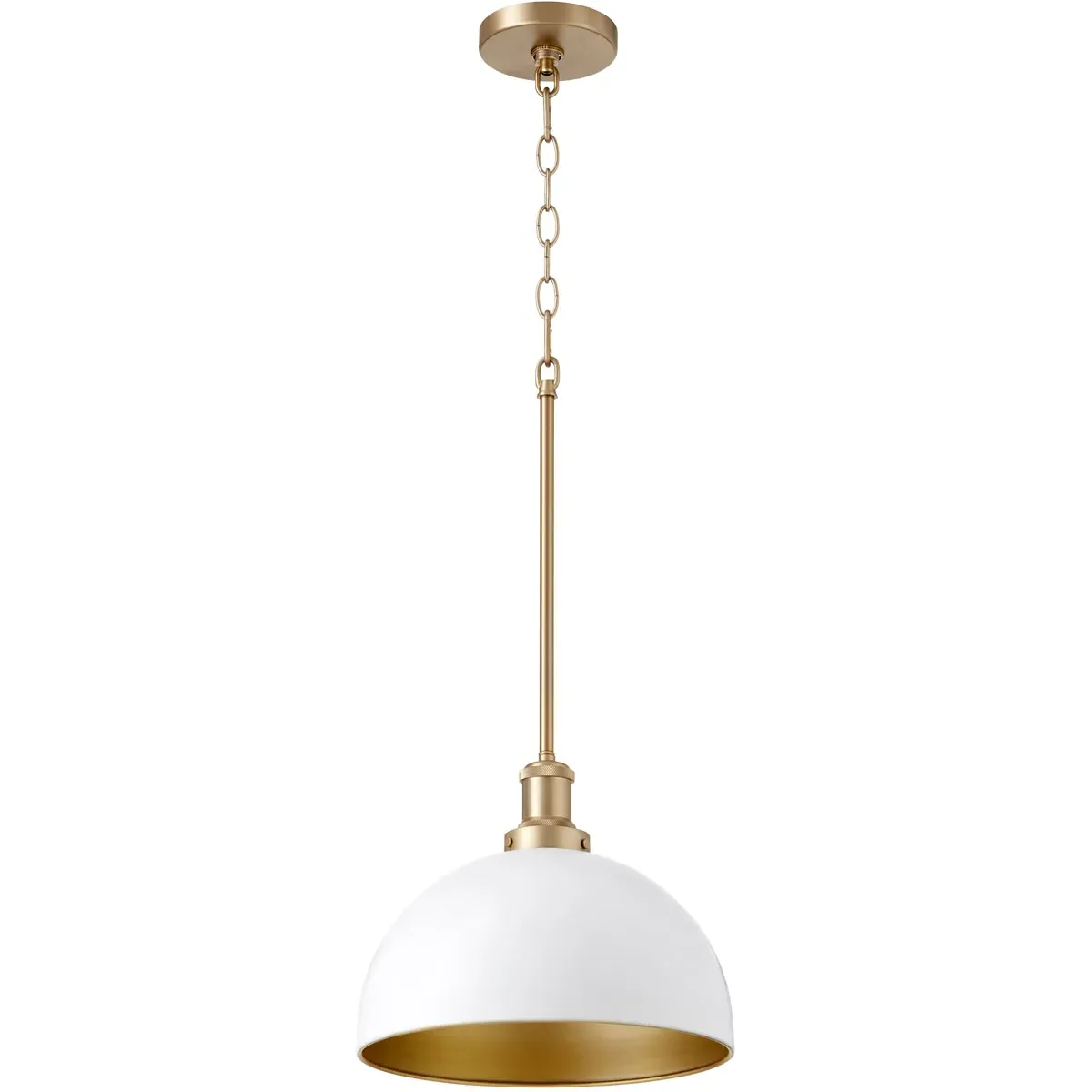 Quorum Fort Worth 1-Light Mini Pendant - Studio White, Aged Brass product