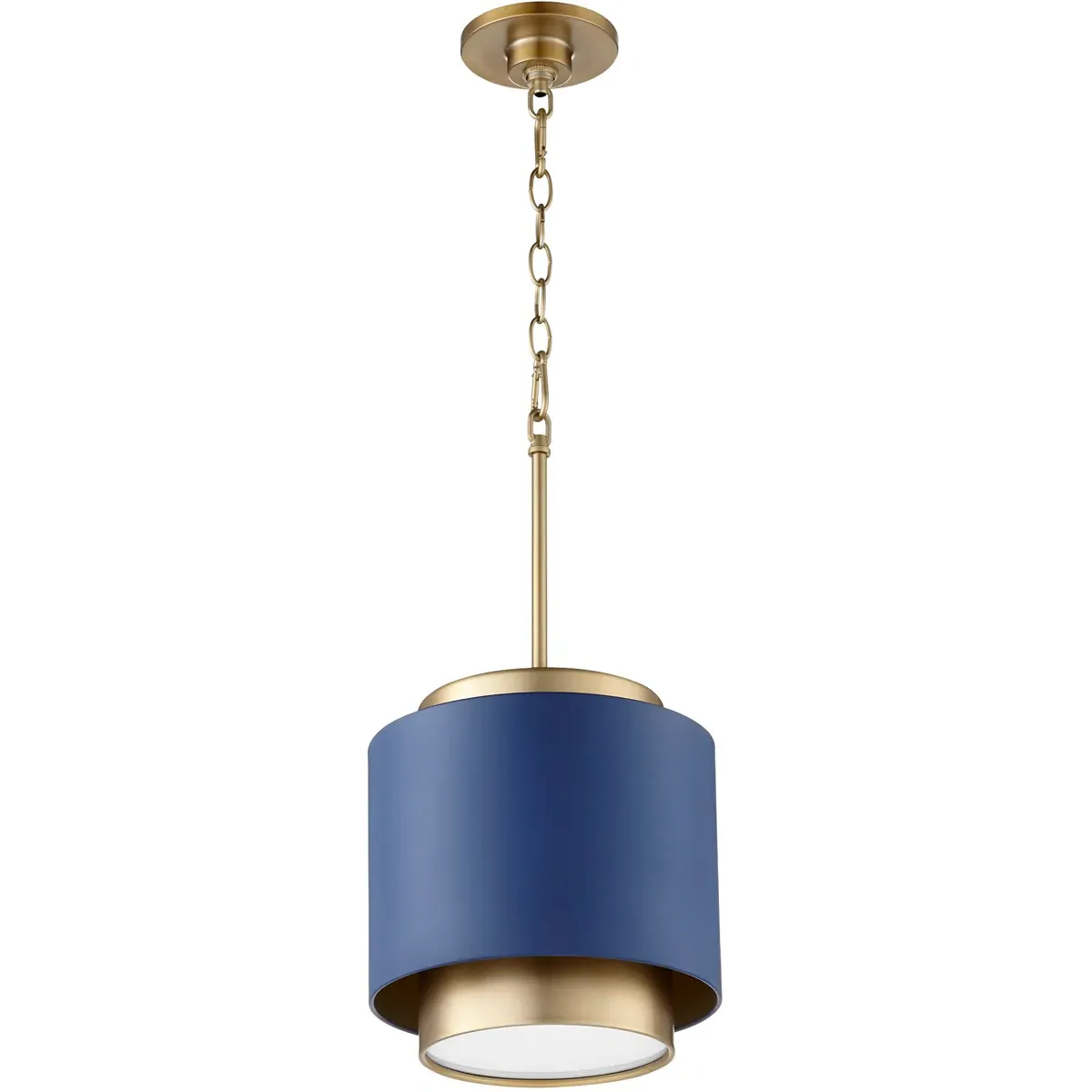 Quorum Fort Worth 1-Light Pendant - Aged Brass, Blue product