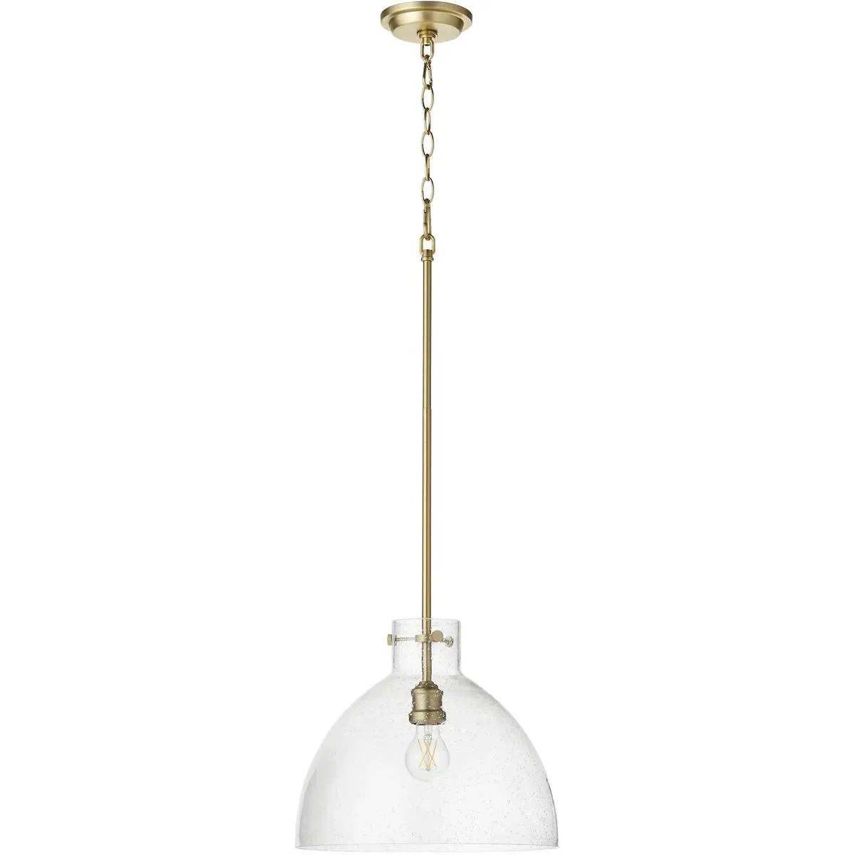 Quorum Fort Worth 1-Light Pendant - Aged Brass, Clear Seeded Glass product