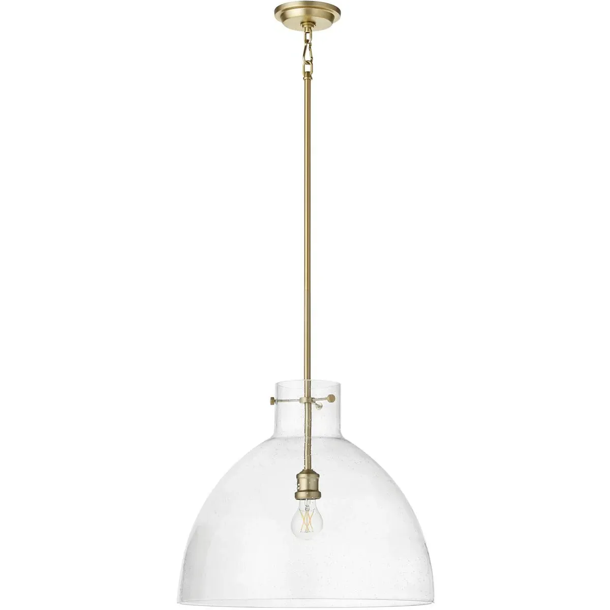 Quorum Fort Worth 1-Light Pendant - Aged Brass, Clear Seeded Glass product