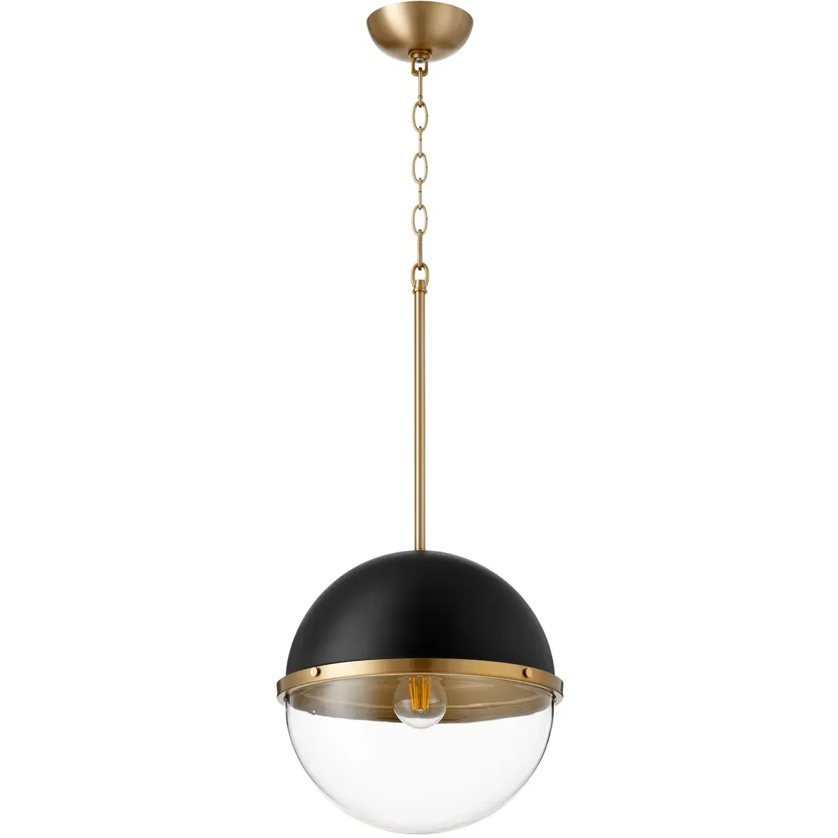 Quorum Fort Worth 1-Light Pendant - Noir, Aged Brass product