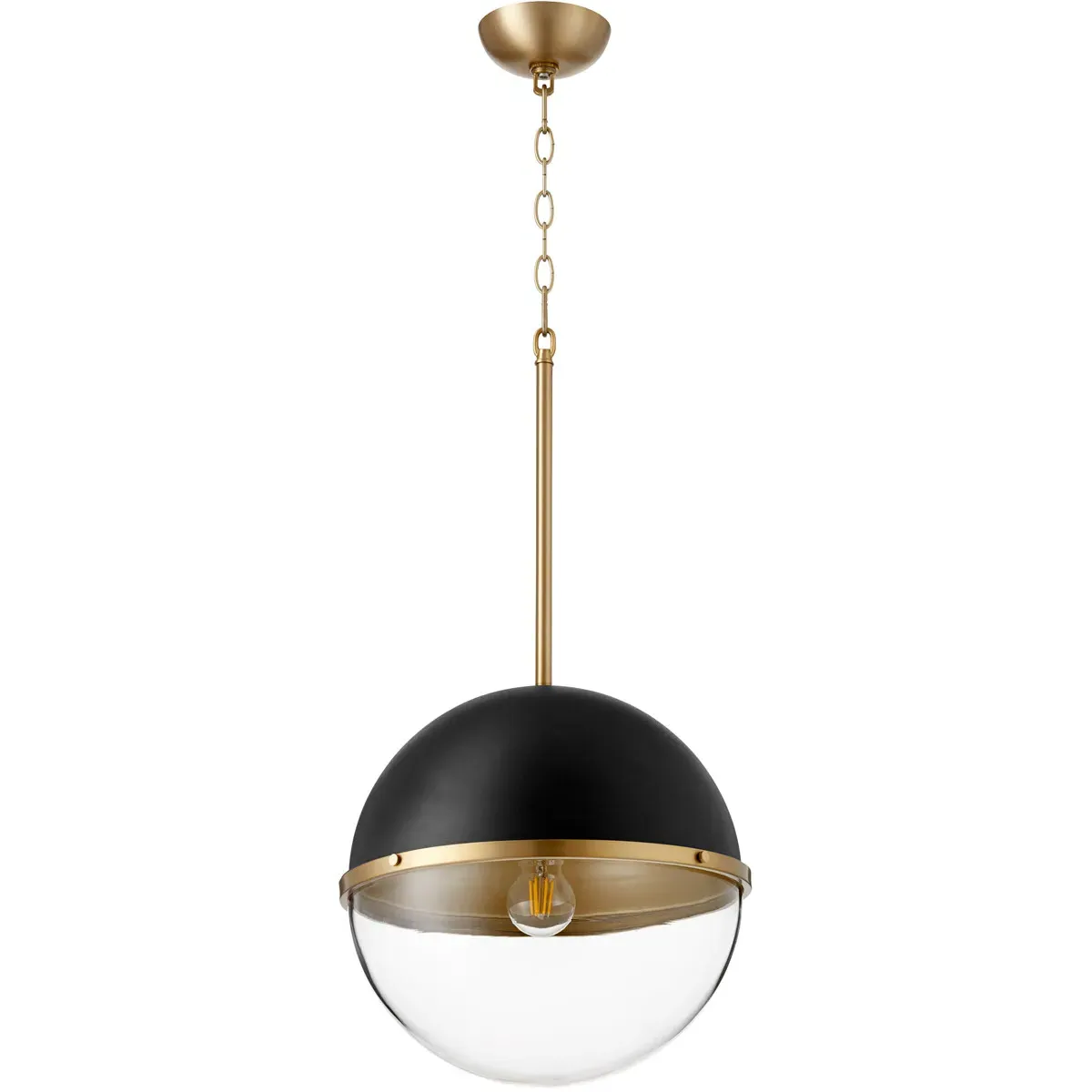 Quorum Fort Worth 1-Light Pendant - Noir, Aged Brass product
