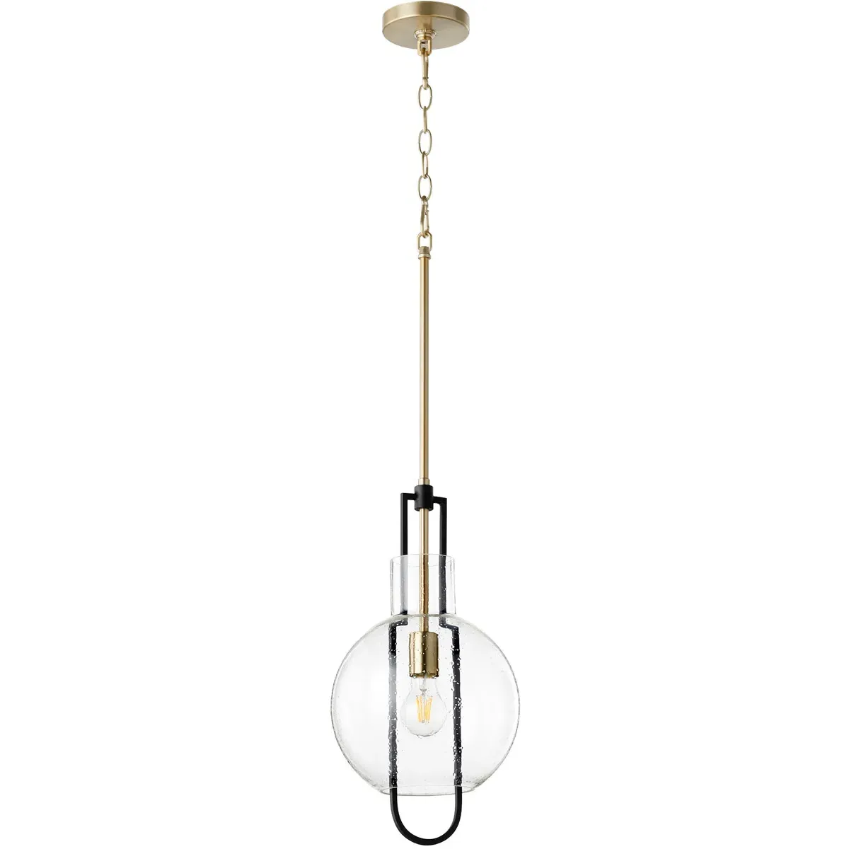 Quorum Fort Worth 1-Light Pendant - Noir and Aged Brass product