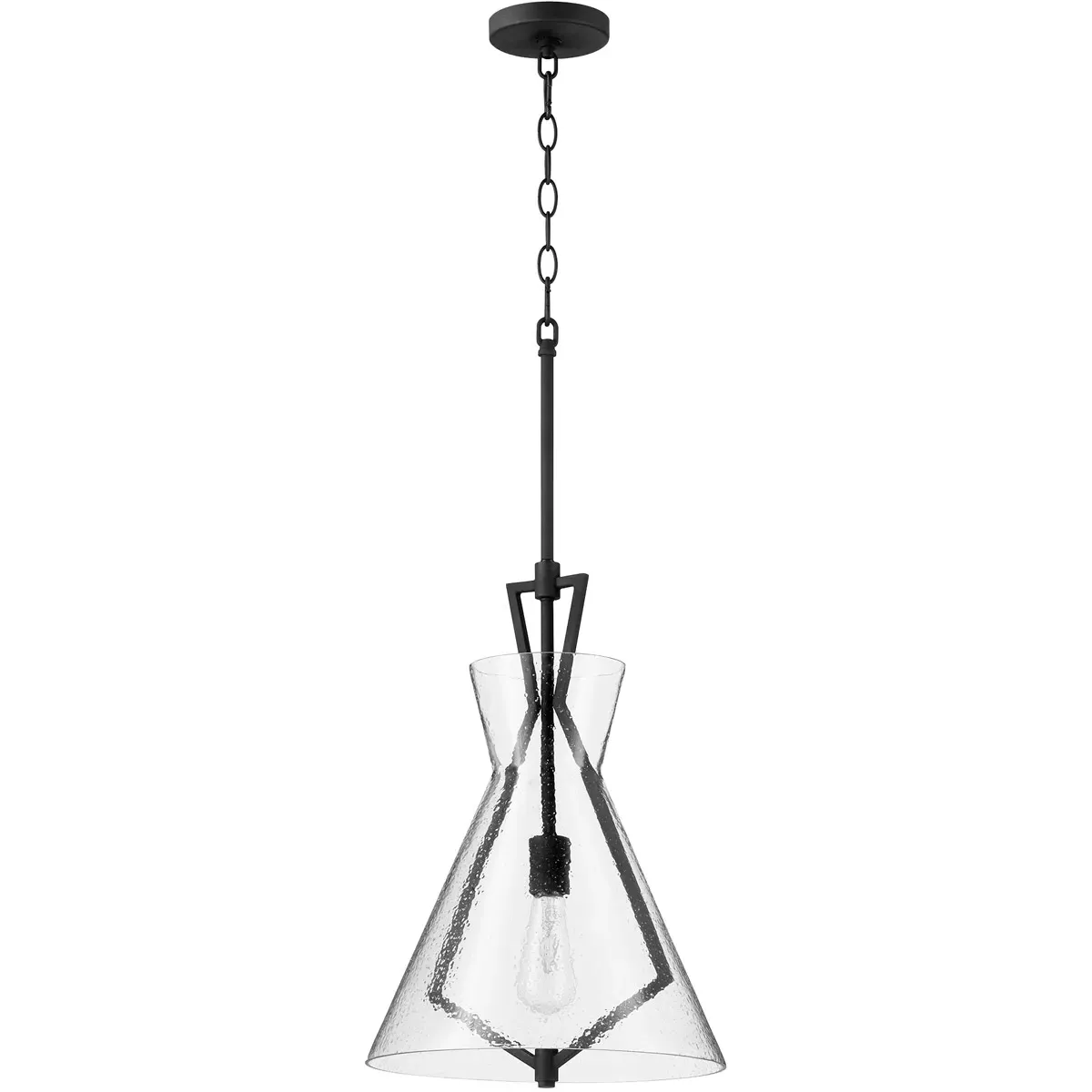 Quorum Fort Worth 1-Light Pendant - Noir, Stone Seeded Glass product