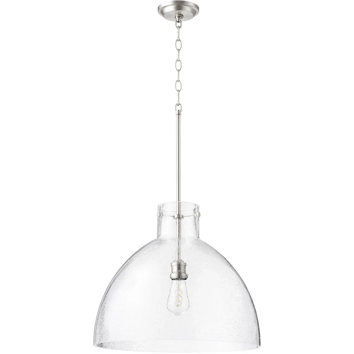 Quorum Fort Worth 1-Light Pendant - Satin Nickel, Clear Seeded Glass product