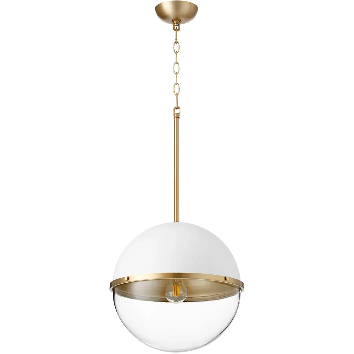 Quorum Fort Worth 1-Light Pendant - Studio White, Aged Brass product