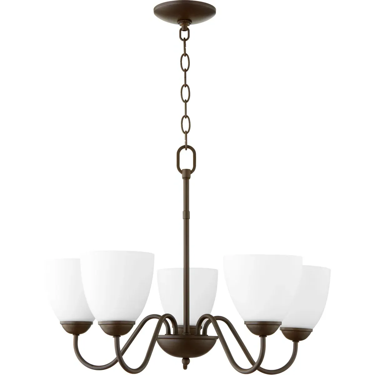 Quorum Fort Worth 5-Light Chandelier - Oiled Bronze, Satin Opal product