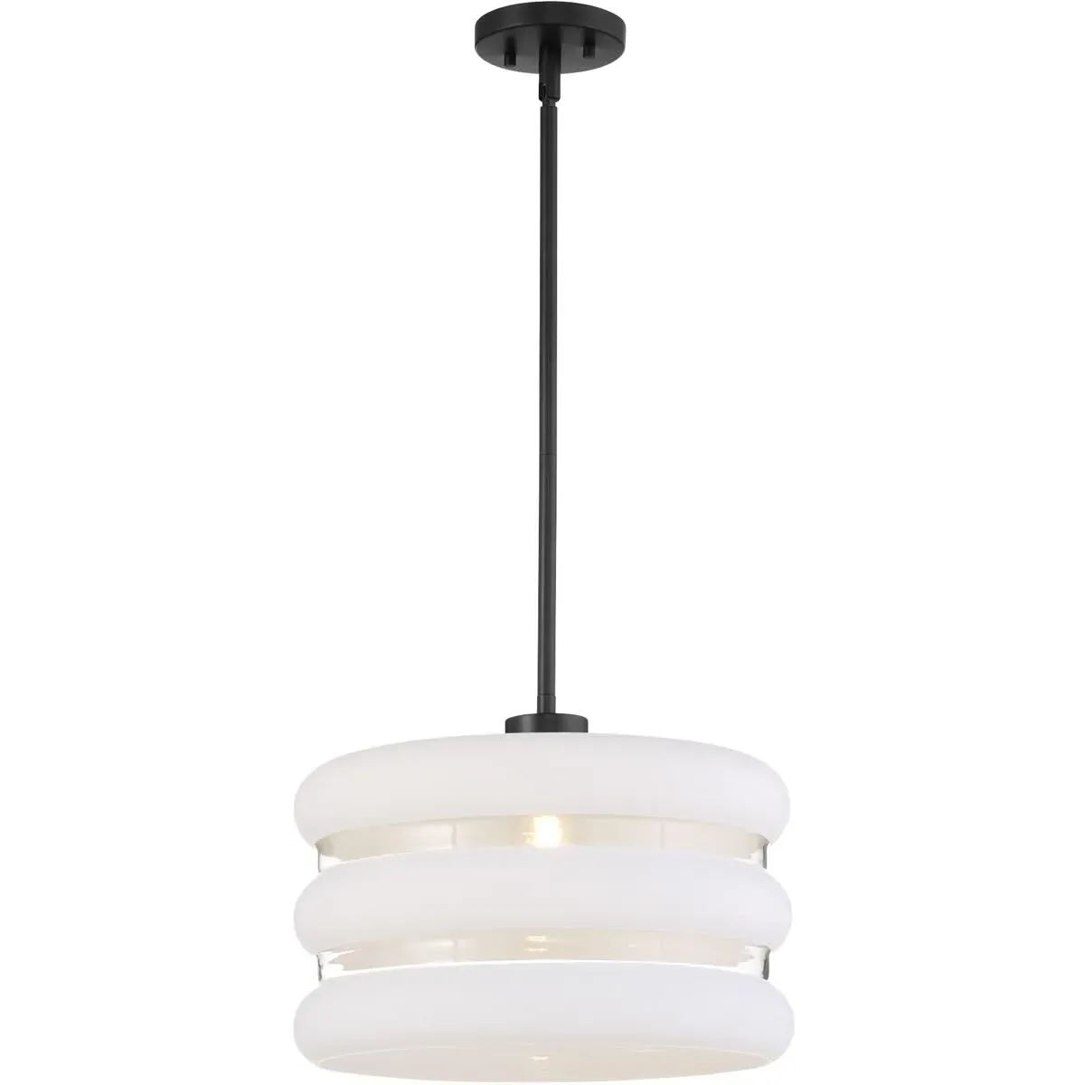 Quorum Gillis 1-Light Pendant - Matte Black, Clear/Frost Glass alternate view