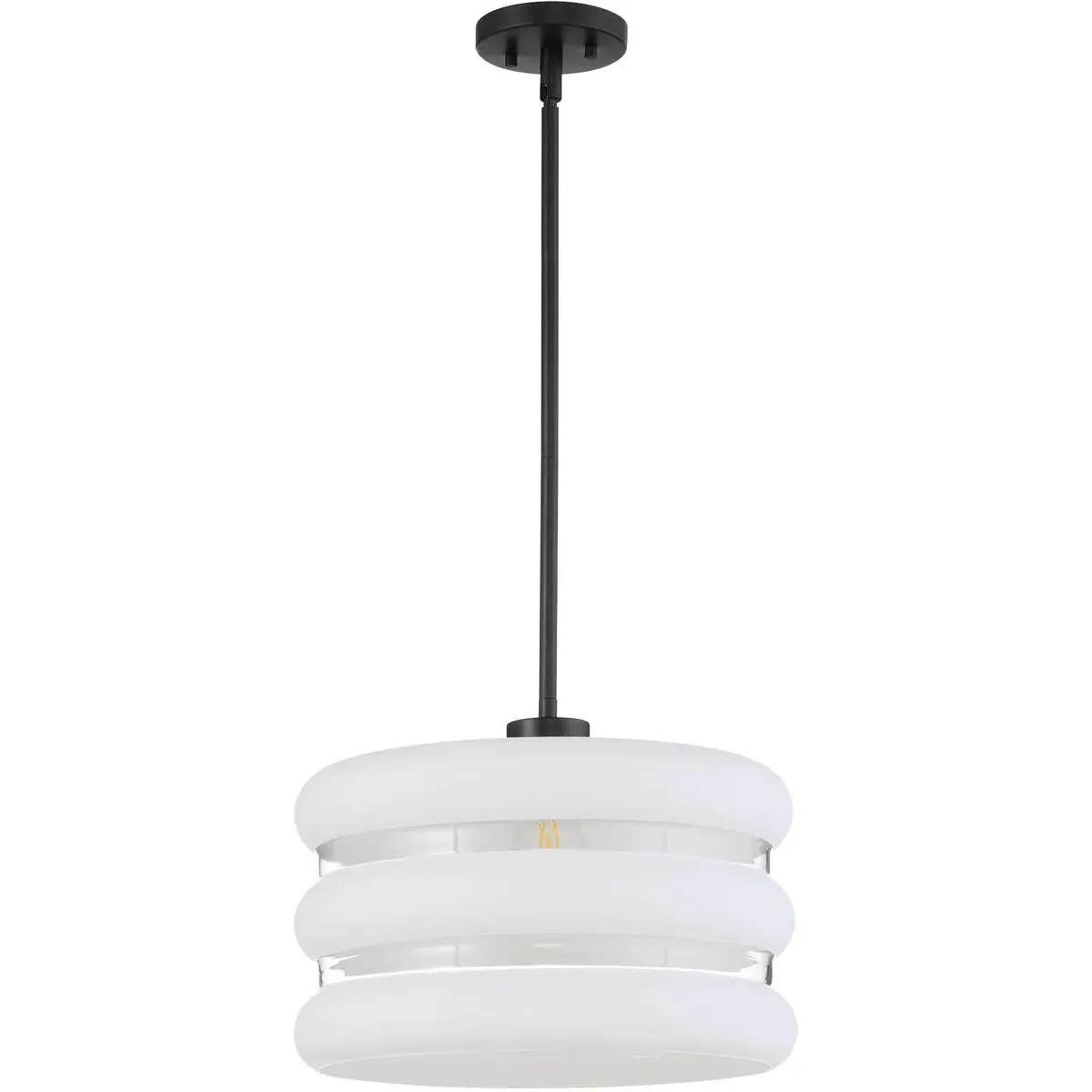 Quorum Gillis 1-Light Pendant - Matte Black, Clear/Frost Glass product